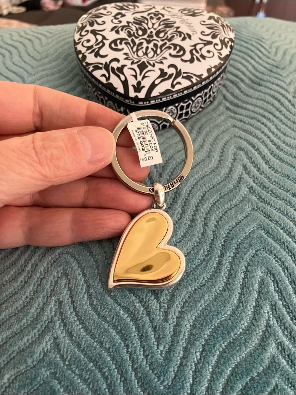 Brighton Gold Heart Keyring - Elegant Gold Heart Charm